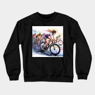 This is an  artistic illustration of bicyclists racing. Crewneck Sweatshirt